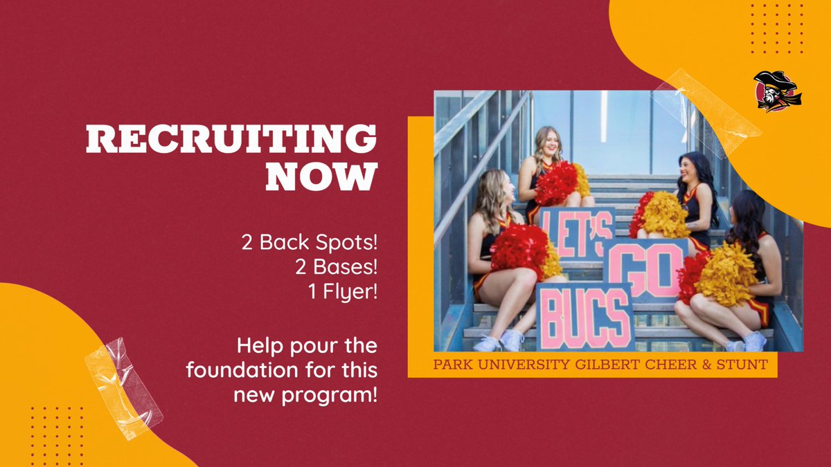 Park Gilbert STUNT is recruiting new student athletes for the 2025-26 season.

We are looking for 
2 Back Spots!
2 Bases!
1 Flyer!

Scholarships Available! Find out more here
tinyurl.com/4m8rdhy4