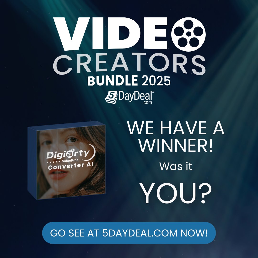 Announcing another winner for the Digiarty VideoProc Converter AI Is it you? Check: 5daydeal.com/twitter