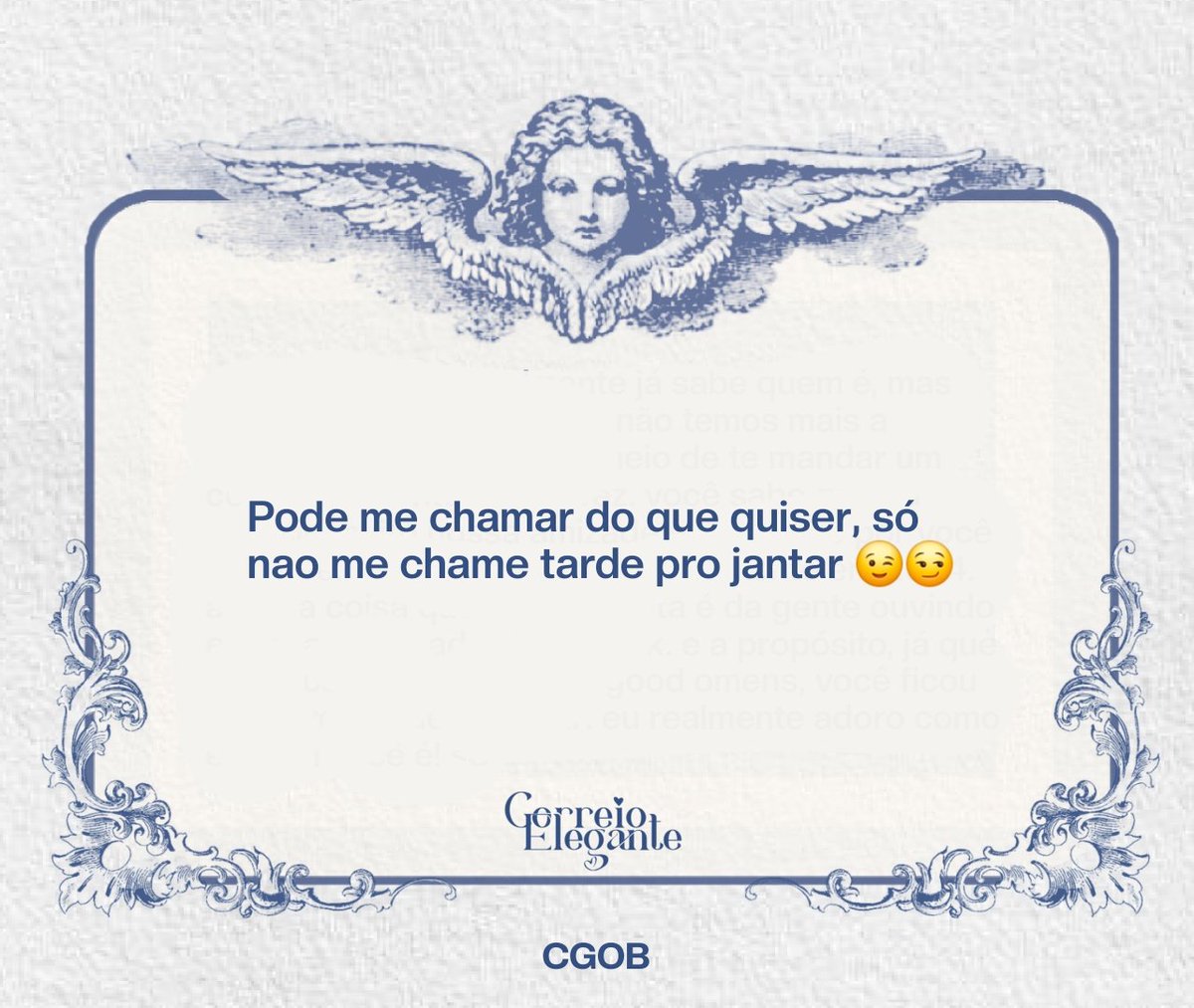 🥂 Correio Elegante do Central Good Omens!

De: Anônimo 
Para: <a href="/mochiiyaz/">mochii ama buck♣︎</a>