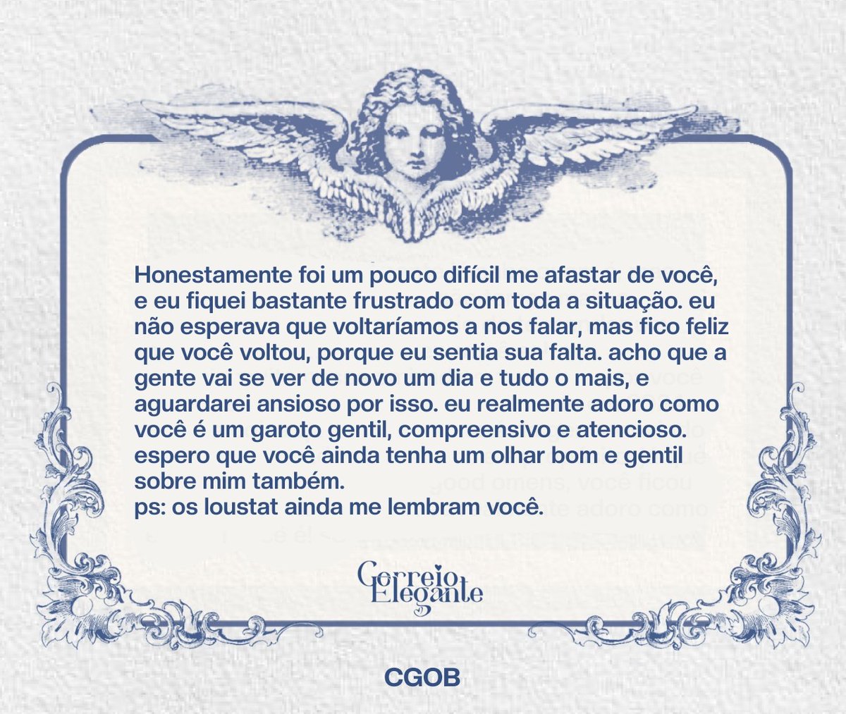 🥂 Correio Elegante do Central Good Omens!

De: Anônimo 
Para: <a href="/jaochamas/">nico</a>