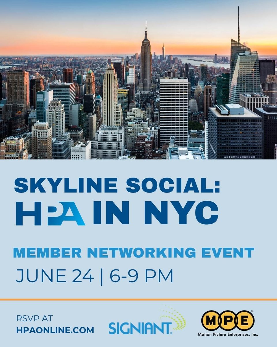 We’re excited to host HPA at our Midtown Manhattan facility — a great evening to connect with creatives, technologists, and post-production pros shaping the future.

📍 Motion Picture Enterprises | 432 W 45th Street
📅 Monday, June 24th
🕕 Details HPAonline.com