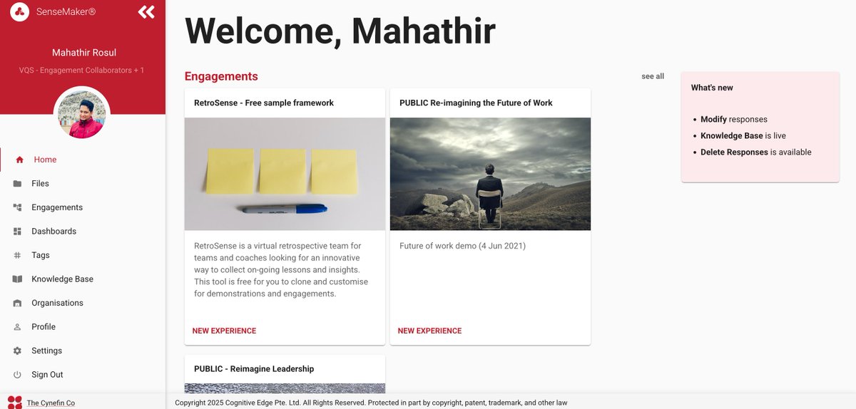 Engagement Demonstrator offers limited access to #Sensemaker Platform for testing and demonstrating its capabilities within your organisation or those of your clients.

You can set up demonstrator frameworks (with limited entries per engagement), gain access to public data sets