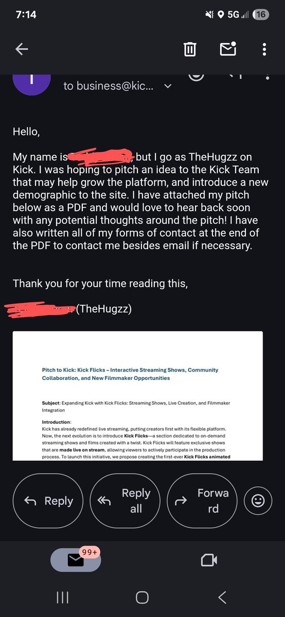 With this kick studios stuff i figured id out put there I did email kick a pitch back during dreamhack atlanta about a content creation idea making films, videos and such with creators on the platform. Never got an answer back but im still open to talks or help! <a href="/KickCommunity/">Kick Community</a>