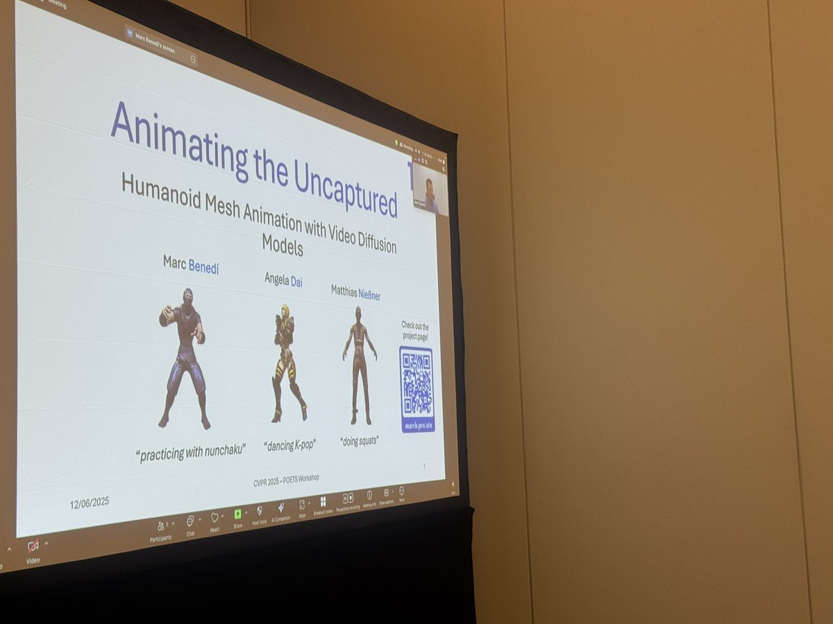 ky_lin0305's tweet image. Thx @marcbenedi for presenting wonderful humanoid mesh animation work at POETs workshop @CVPR