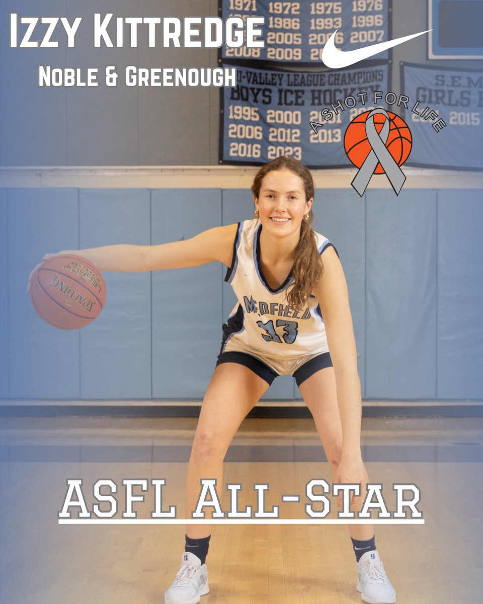 Congratulations and welcome to the #ASFLFamily, Noble &amp; Greenough’s Izzy Kittredge! Izzy will compete in the 13th annual Massachusetts A Shot For Life Challenge and the fourth ASFL Basketball All-Star Game! She will also fundraise for cancer research! #ASFL