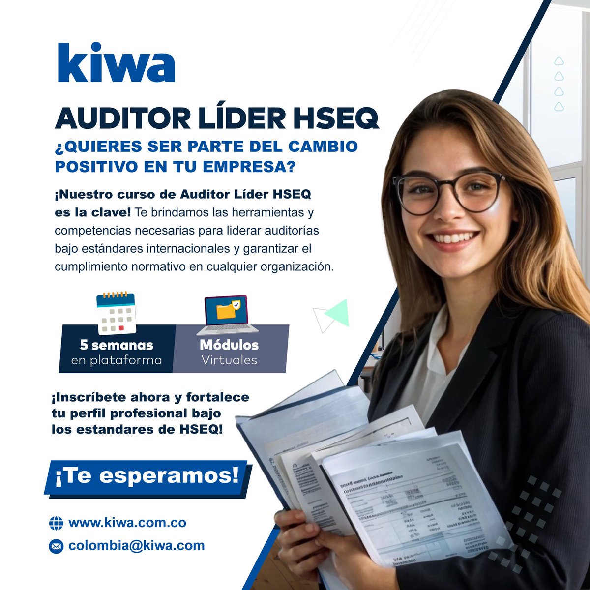 KiwaLatAm's tweet image. 🚨 ¡Inscríbete al curso de Auditor Líder HSEQ!
Inicia el 24 de junio, modalidad virtual con tutor en vivo.
Adquiere competencias clave para auditar bajo normas internacionales.

Info: 
📧colombia@kiwa.com | 
📲 +57 320 231 7883
#KiwaColombia #HSEQ