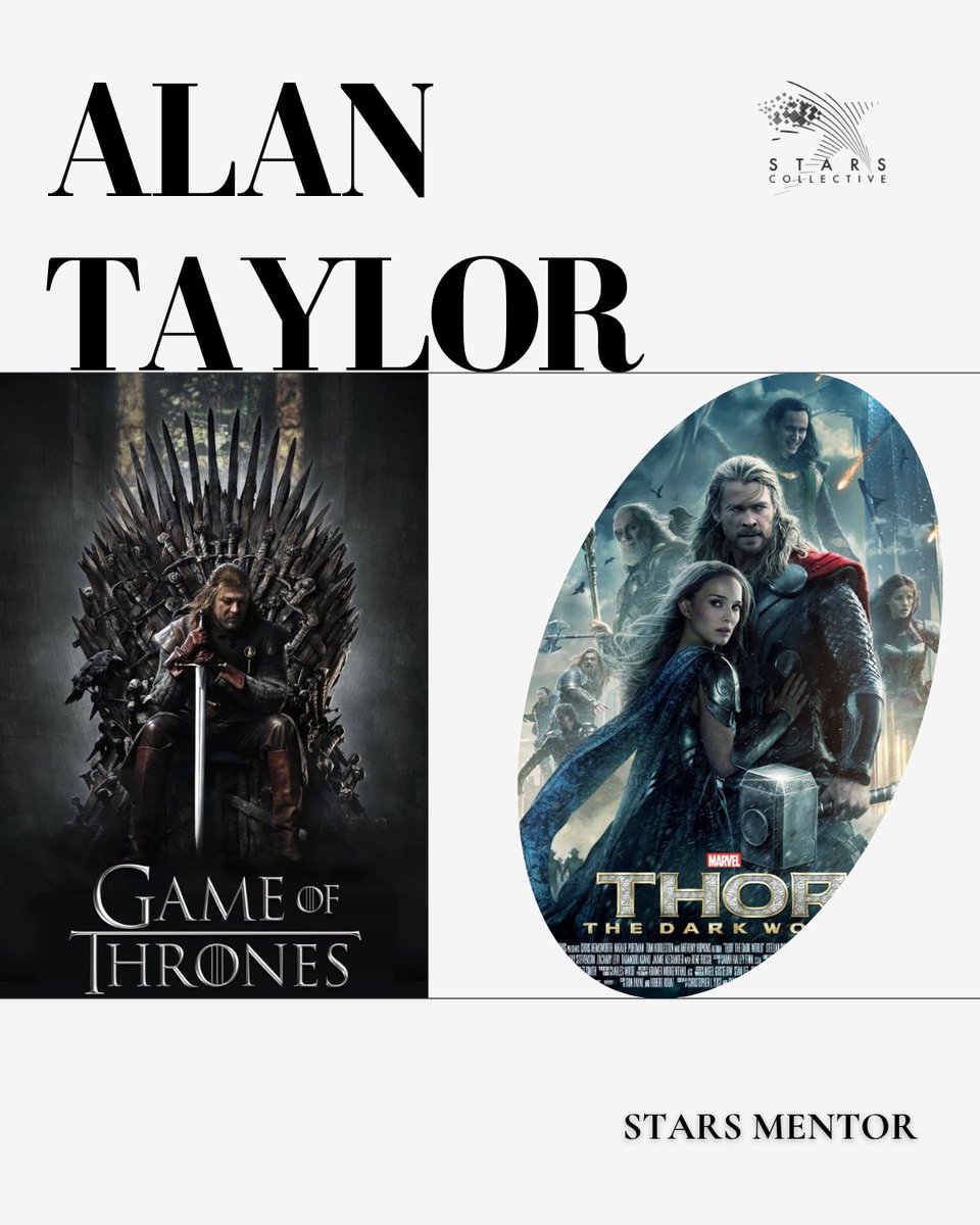 StarsCLTV's tweet image. Alan Taylor, director of Thor: The Dark World and iconic episodes of Game of Thrones, brings his storytelling mastery to the Stars Collective as a mentor.