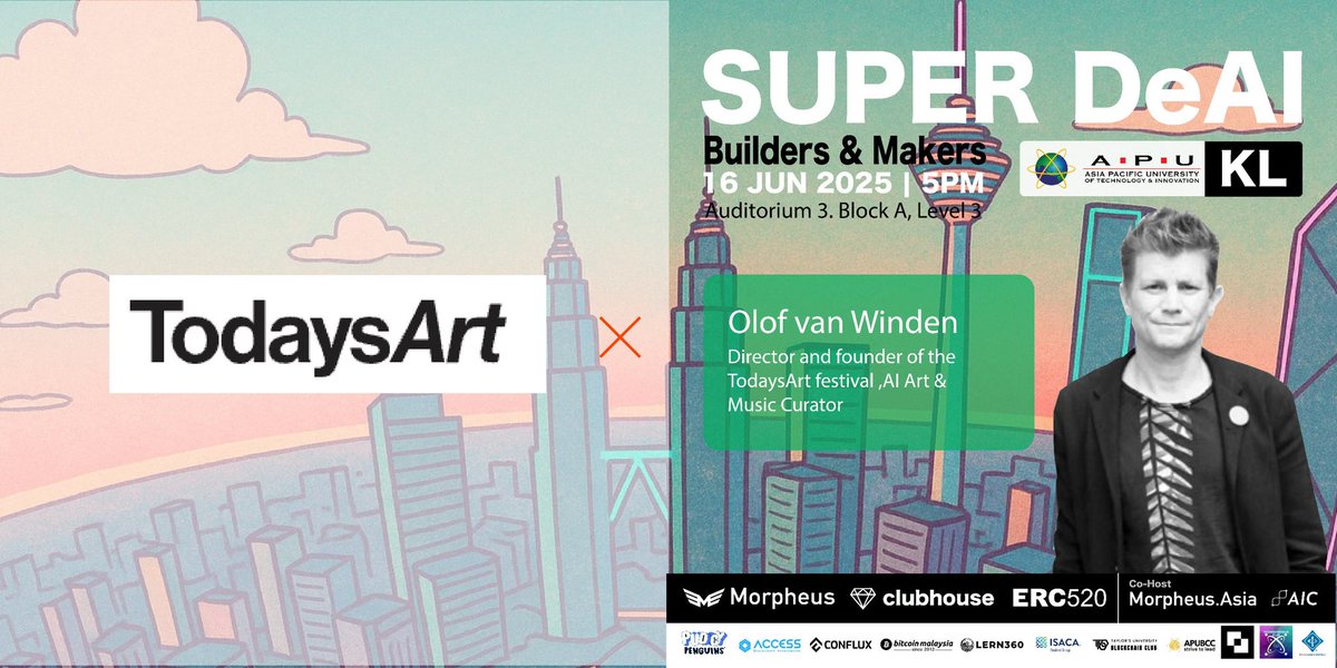 You ever meet someone and instantly realize they’ve been shaping the culture long before it was cool?

That’s <a href="/OlofvW/">Olof van Winden</a> — not just a master of AI art and music, but also the driving force behind <a href="/TodaysArt/">TodaysArt</a> , one of the most groundbreaking festivals in the world. 🌍✨

From Hague to