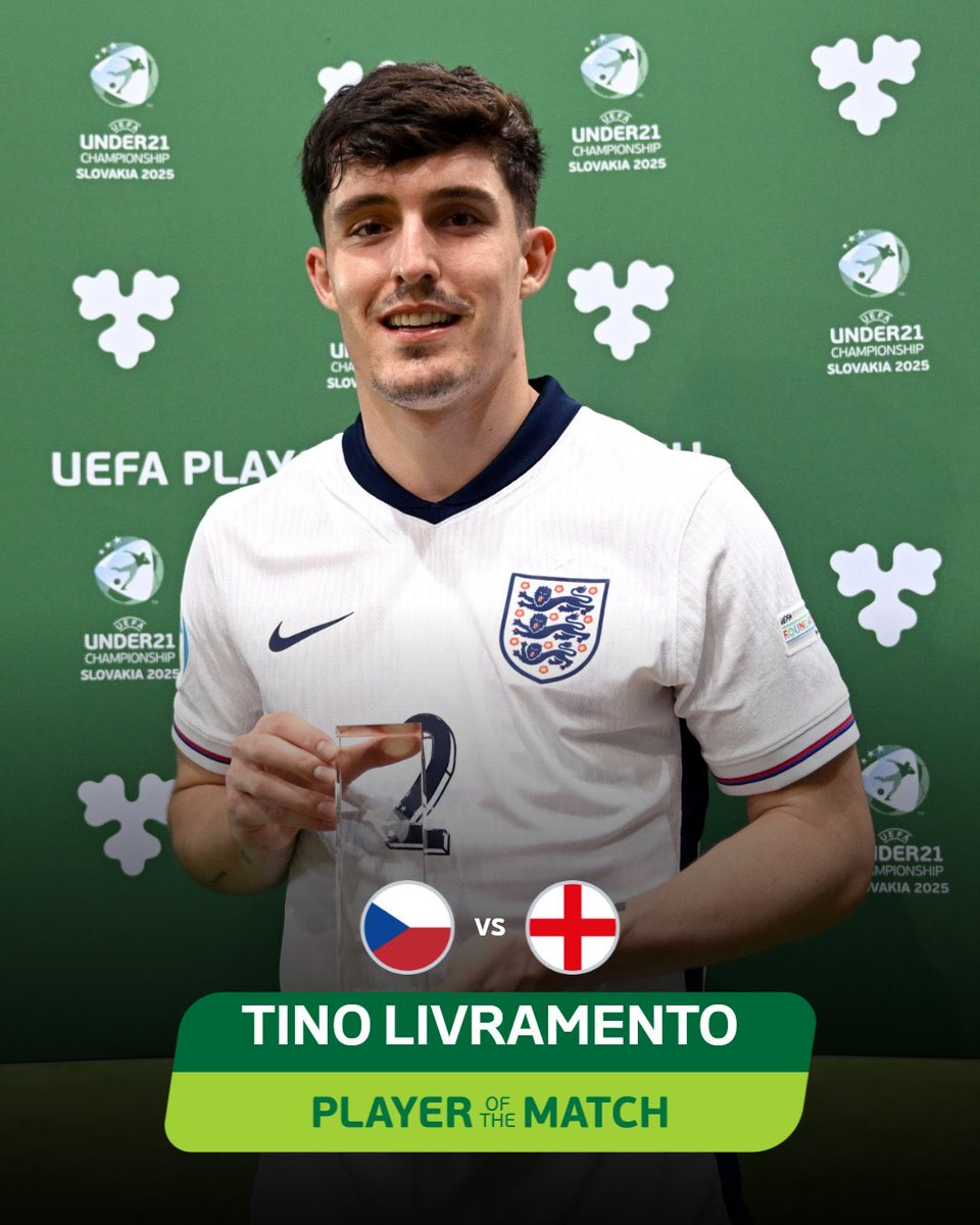 ⭐️ 

تينو ليڤرامينتو لاعب نيوكاسل يحصل على جائزة رجل المباراة لمباراة انجلترا و التشيك في يورو تحت 21