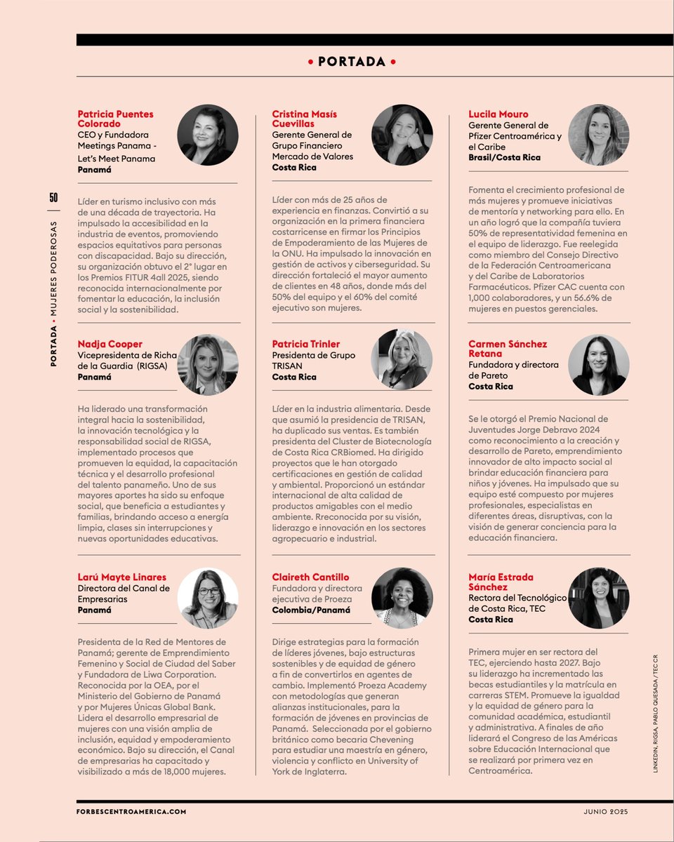 Desde #CATA extendemos nuestras más sinceras felicitaciones a Patricia Puentes Colorado por formar parte de las 50 mujeres más poderosas en la portada de Forbes Centroamérica👏

Su liderazgo en turismo inclusivo, su impulso a la accesibilidad en la industria de eventos y su