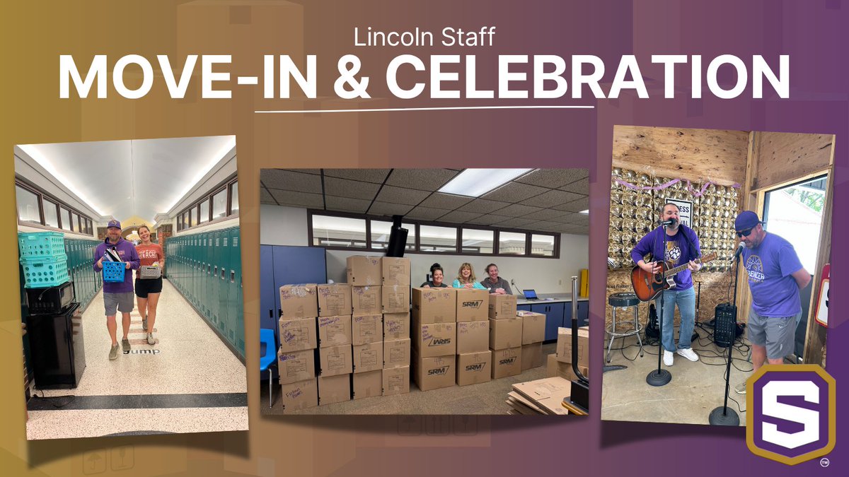 All staff pitched in to help Lincoln teachers pack up their spaces &amp; begin the move back to Lincoln Elementary! 📦

Afterward, staff enjoyed lunch at the Branding Iron with music by Mr. Olson. Huge thanks to the Cattlemans for hosting &amp; to Fareway &amp; Hy-Vee for donating the sides!