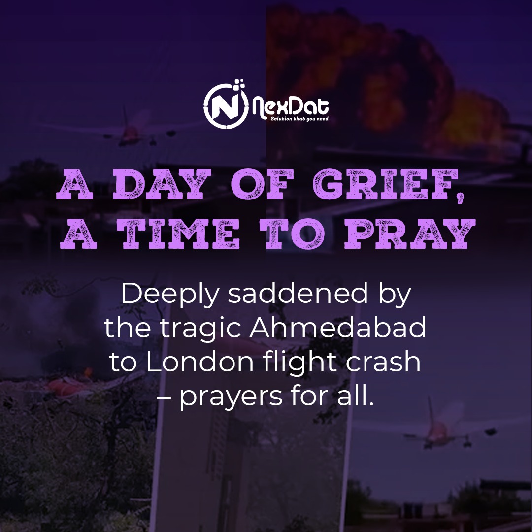 Nex_dat's tweet image. Deepest Condolences
We at Nexdat are deeply saddened by the tragic news of the Ahmedabad to London flight crash.
Our hearts go out to all the passengers, crew, and their families affected by this devastating loss. 💔
#Ahmedabadtragedy #Prayers #TragicLoss #airindiacrash