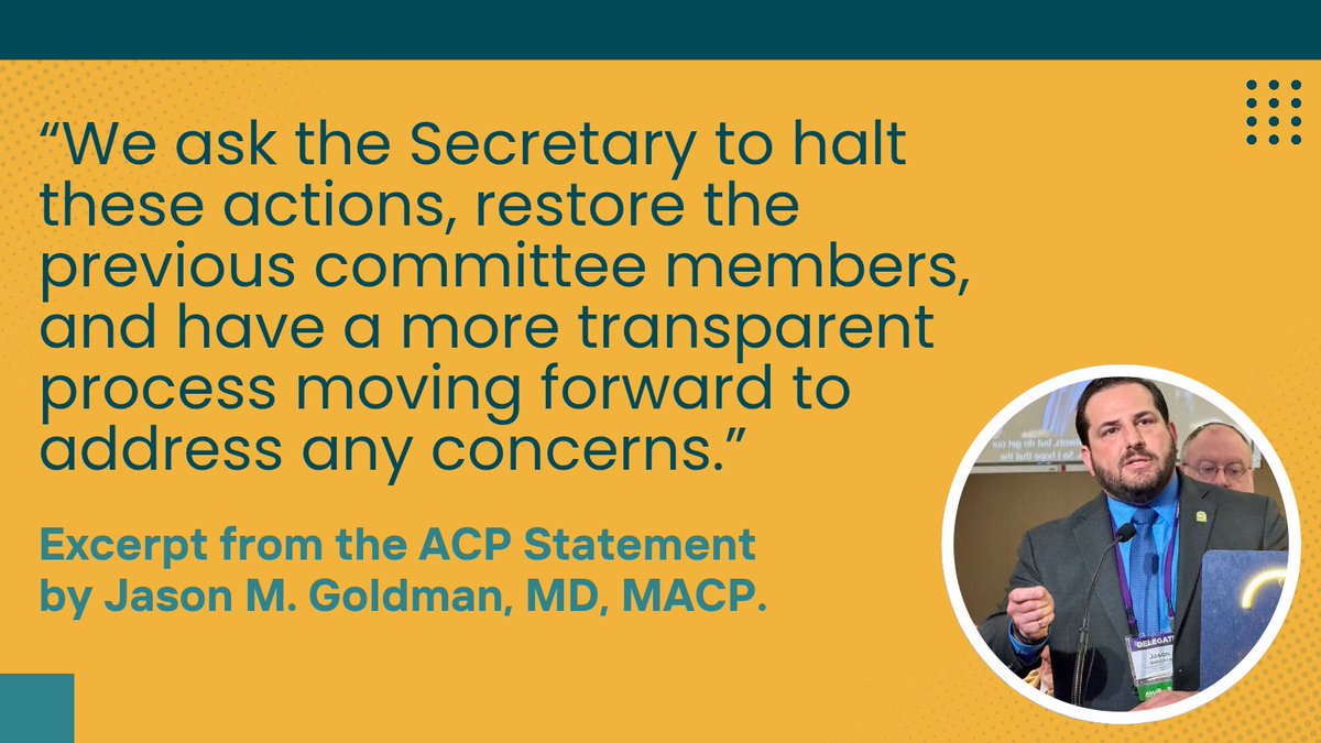 Deeply concerned by the recent changes to ACIP. We need transparency, evidence-based decisions, and trusted experts guiding public health. I stand with <a href="/ACPIMPhysicians/">ACP</a> calling for the restoration of the previous committee. Read the full statement here: acponline.org/acp-newsroom/a…