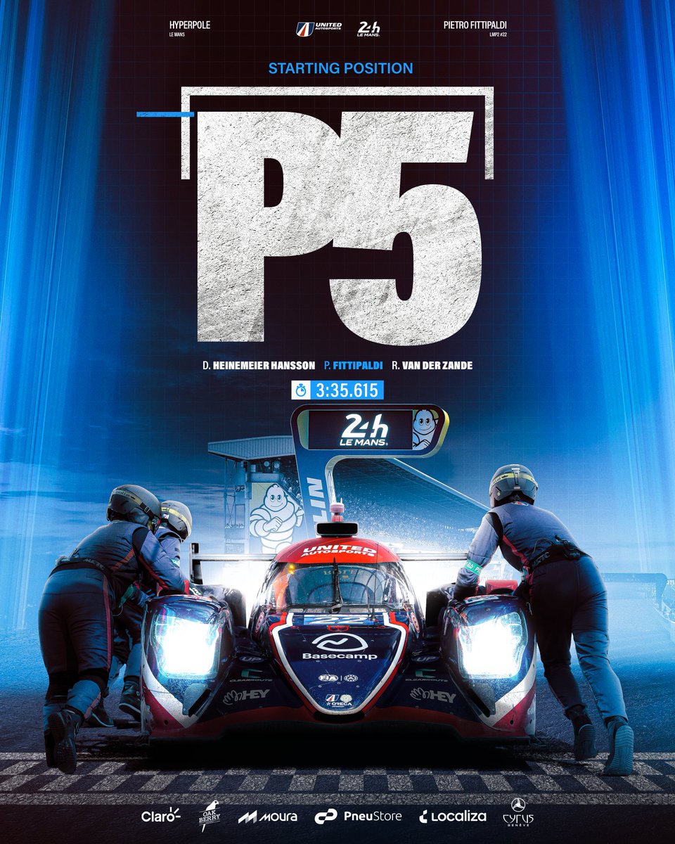 Hyperpole: P5 💥

Definida nossa posição de largada para as 24h de Le Mans! 🏁

Vamos em busca dessa vitória 🏆 

#lemans #lemans24 #hyperpole #fittiforce
