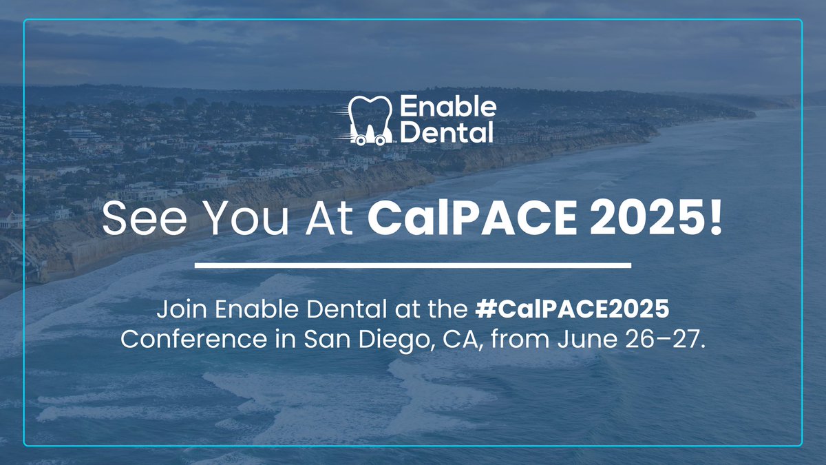 enable_dental's tweet image. Enable Dental is heading to the 2025 CalPACE Meet, Greet, &amp;amp; Speak in San Diego!

📅 June 26–27 | 📍 San Diego, CA

Come say hello, learn more about our services, and enter for a chance to win our raffle!

#CalPACE2025 #PACEPrograms #SeniorCare #OnSiteDentalCare