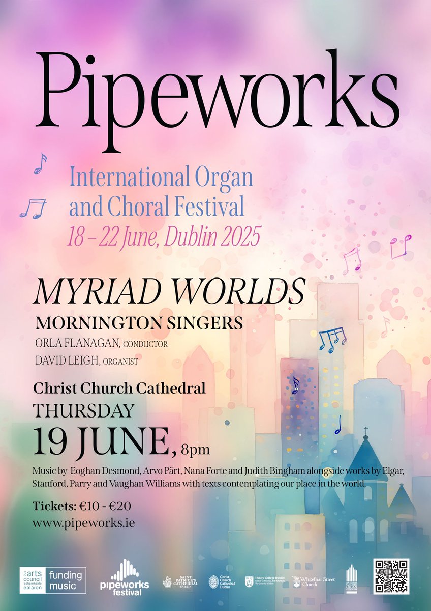 One week until our concert at <a href="/PipeworksIre/">Pipeworks</a>! Music by Parry, Arvo Pärt, Nana Forte, Judith Bingham, and more. We’re also thrilled to be performing with festival director, David Leigh, on organ.
Thursday 19th June in <a href="/cccdub/">Christ Church Cathedral Dublin</a>! 🎵
eventbrite.ie/e/pipeworks-fe…