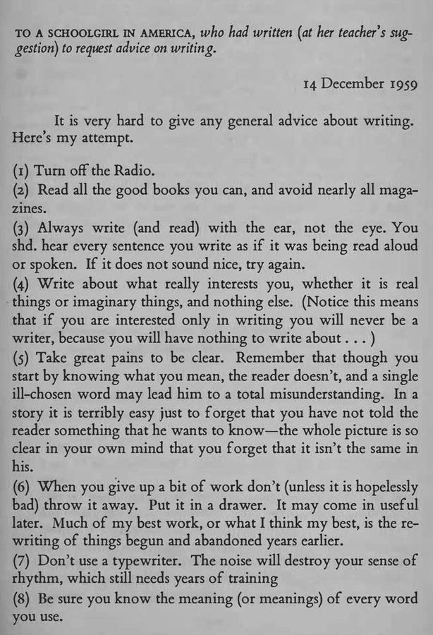 C. S. Lewis’s advice to a young schoolgirl on how to become a better writer: