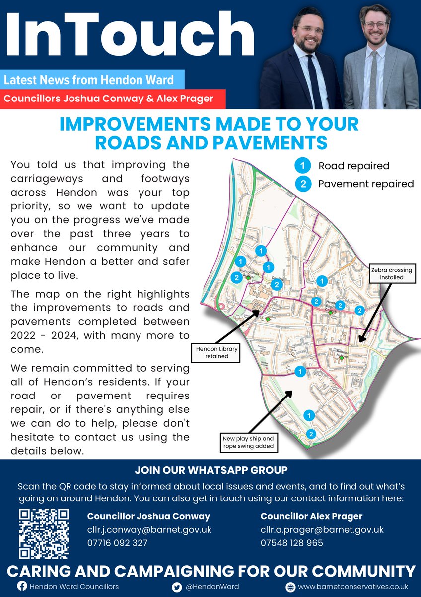 CllrPrager's tweet image. Hendon residents - keep an eye out for our In Touch leaflet which is landing on doormats across the ward over the next couple of weeks, providing a brief update to let you know what your @HendonWard Conservative councillors have been up to locally!