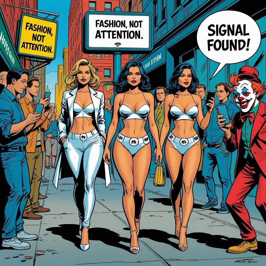 MCCONTRABANDS's tweet image. Some of y’all ladies out here dressed like WiFi signals—barely there, fully open, and still wondering why every clown tries to connect. But hey, it’s fashion, not attention hunger. Serve, queen. Serve the whole circus. 🎪💀 #ModernModesty