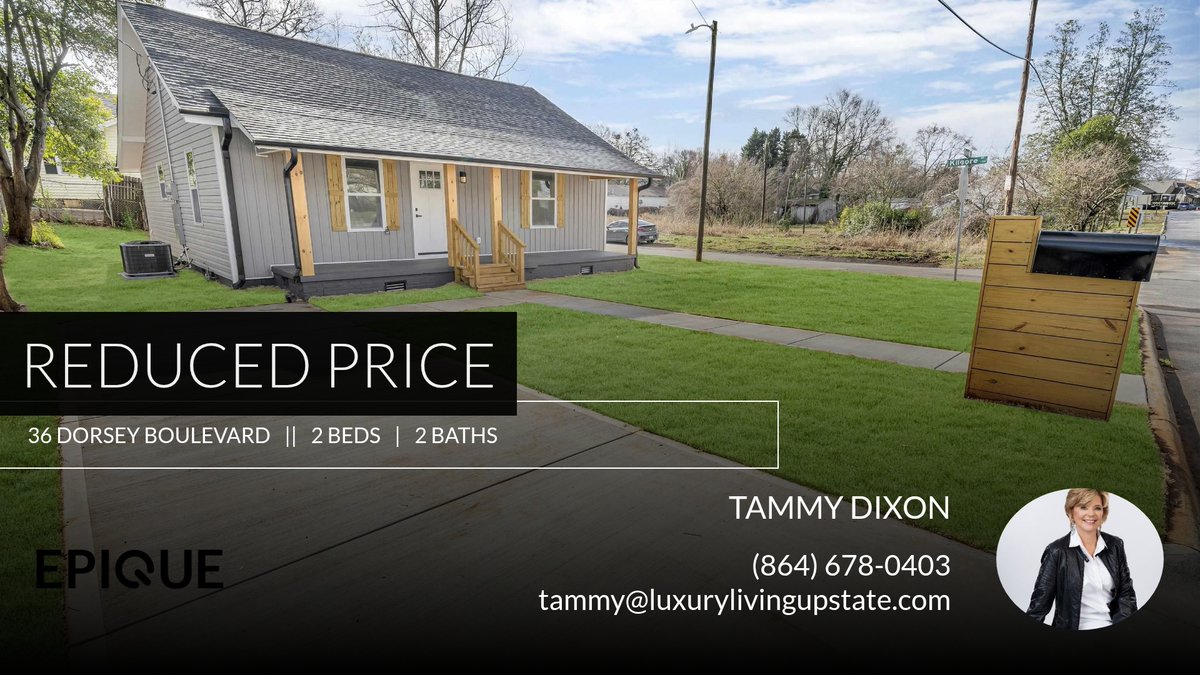 tldixon57's tweet photo. 📍 Reduced Price 📍 This recently reduced home at 36 Dorsey Boulevard in Greenville won't last long, so, don't wait to set up a showing! Reach out here or at (864) 678-0403 for more information!

Tammy Dixon, Broker
Epique Realty https://t.co/mNKVO8BW7h https://t.co/kbLRJv42go