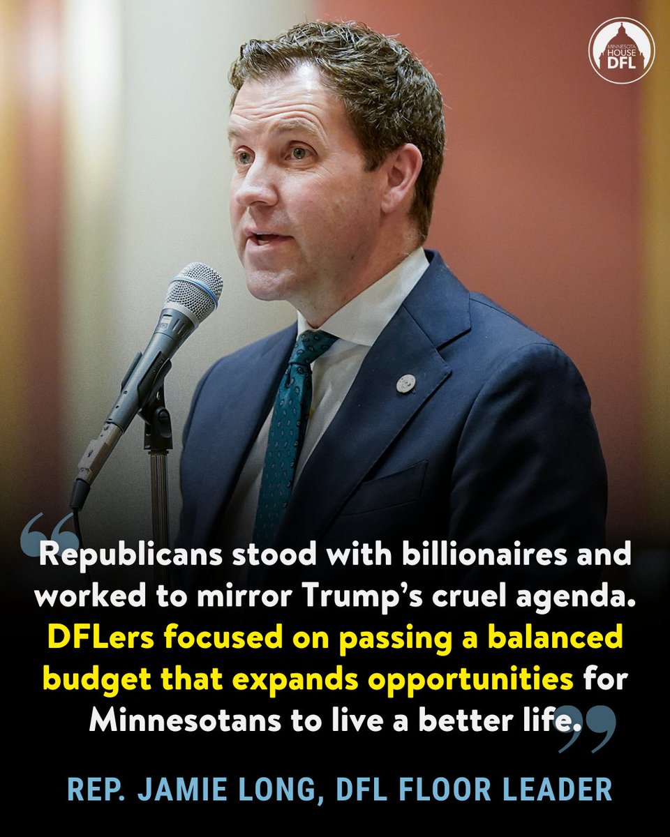 mnhouseDFL's tweet image. With a 67-67 tied House, Minnesotans got to see two competing visions for who lawmakers are fighting for.
Republicans chose billionaires.
We chose you.