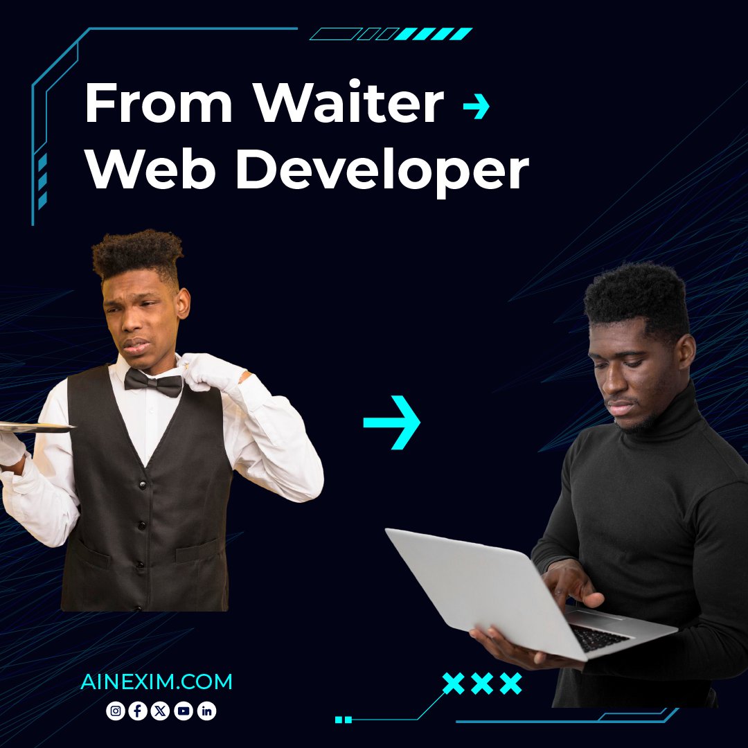 ainexim's tweet image. 🥄 From Waiter to Web Developer, in Just a Few Months !
No degree. No experience. Just proof of what you can do.
🎯 FREE Pilot Program Launches 13 June
🟢 Join the waitlist → ainexim.com/waitlist

#FromWaiterToWebDev #TechCareerStart #GetHiredWithAINEXIM #AINEXIM