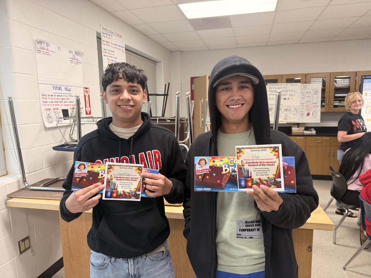 mslowpaz's tweet photo. Please congratulate our students of the week (this week and last)!! @MacArthur_AISD @NimitzHS_AISD @AldineAEA students have been so busy!   #NoNieqaRamos #AEAWritingCamp25 #AldineImpact @GomezTempletonhe https://t.co/6qlkLLiDjn