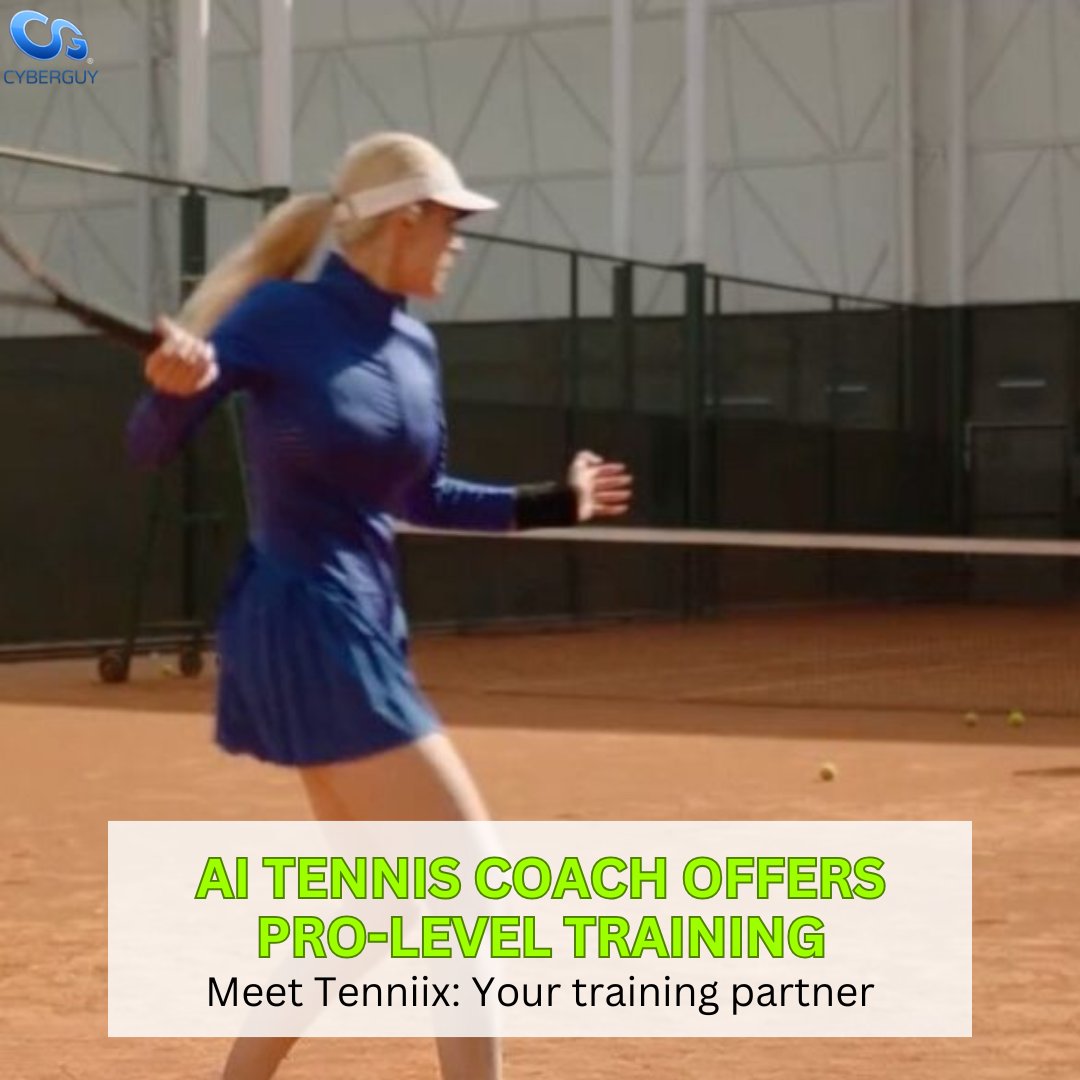 cyberguy's tweet image. Train smarter with Tenniix, the AI tennis robot that adjusts to your game for pro-level coaching anytime 🎾🤖

Learn more here: cyberguy.com/robot-tech/ai-…

#tenniix #tennisrobot #AIcoaching #smarttech #cyberguy #futureofsports #tennistraining