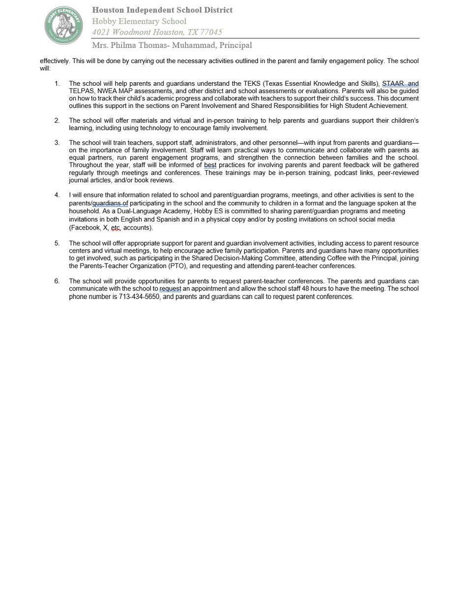 Hobby_Mustangs's tweet photo. Dear Hobby Families, 
We are please to share our PFE Policy in English and in Spanish. https://t.co/vbFJQSWjgg