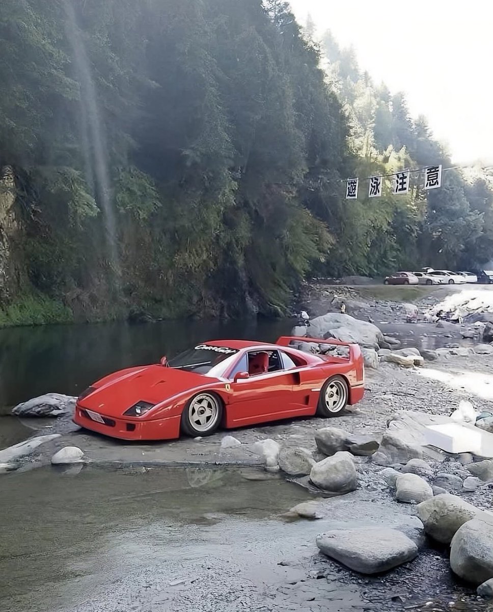 motorforms's tweet photo. In 2014 Takeshi Kimura took his Ferrari F40, worth over $3 million, on a solo camping trip into the forests of Japan. https://t.co/MU0prmQxKY