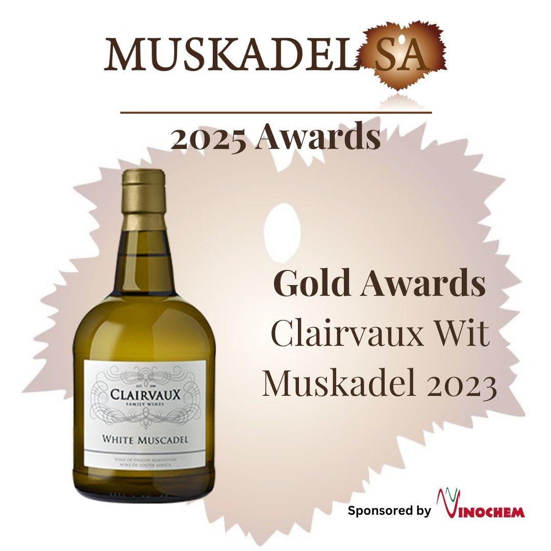 Yolandi de Wet (@yolandidewetpr) on Twitter photo 2025 #MuskadelSAAwards #Gold for Clairvaux Cellar Wit Muskadel 2023.-Congratulations! Thank you Vinochem for your financial support. #Cheers #SouthAfrica #Wine 2025 #MuskadelSAAwards #Gold for Clairvaux Cellar Wit Muskadel 2023.-Congratulations! Thank you Vinochem for your financial support. #Cheers #SouthAfrica #Wine