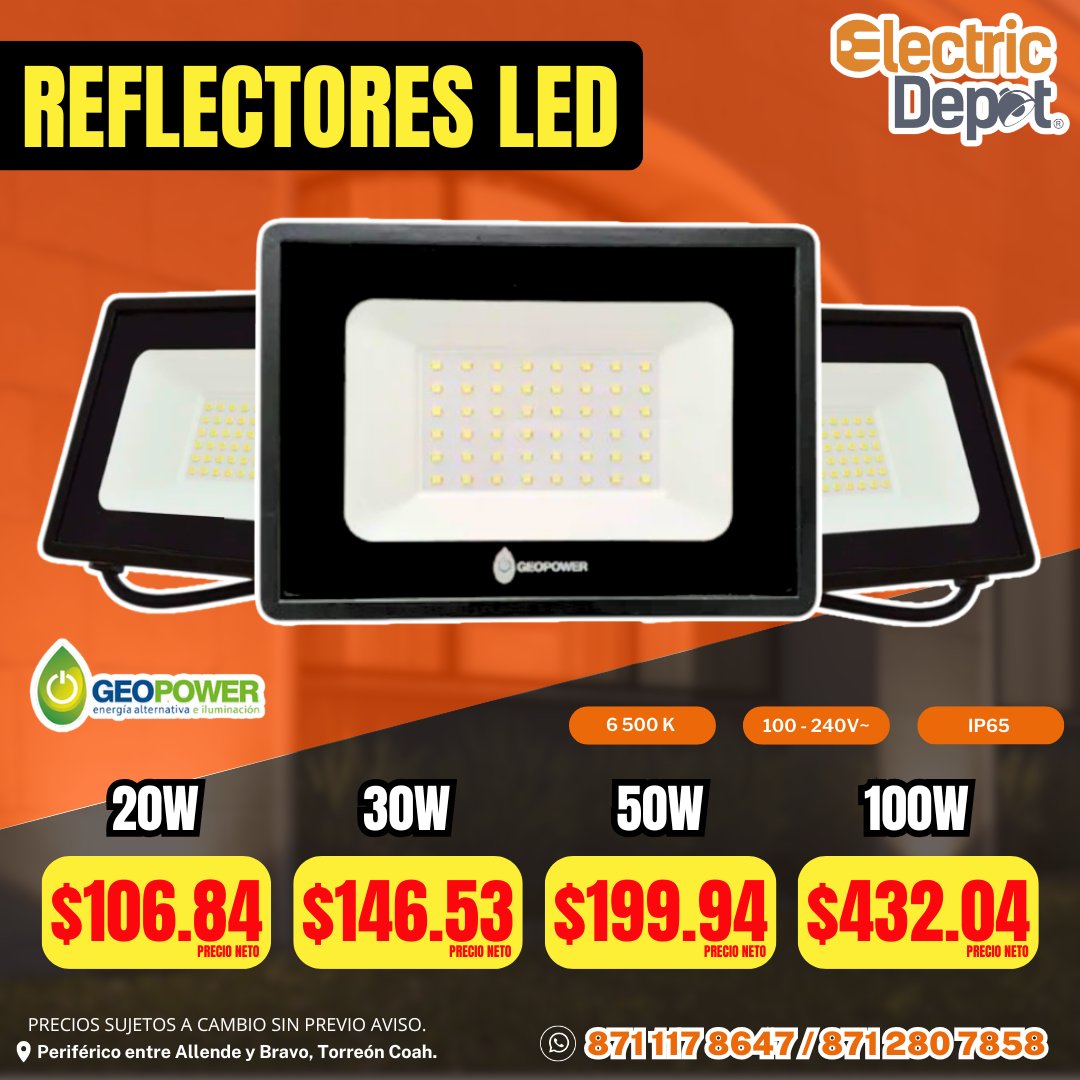 electric_depot's tweet photo. Los 𝐑𝐄𝐅𝐋𝐄𝐂𝐓𝐎𝐑𝐄𝐒 𝐋𝐄𝐃 de 𝐆𝐄𝐎𝐏𝐎𝐖𝐄𝐑 proporcionan una #iluminación brillante y de gran cobertura ✅

Encuéntralos en #ElectricDepot ‼
📲 871 117 8647 / 871 280 7858
📍 Periférico entre Allende y Bravo, frente al Torreón Rojo. https://t.co/cf81BABf0Q