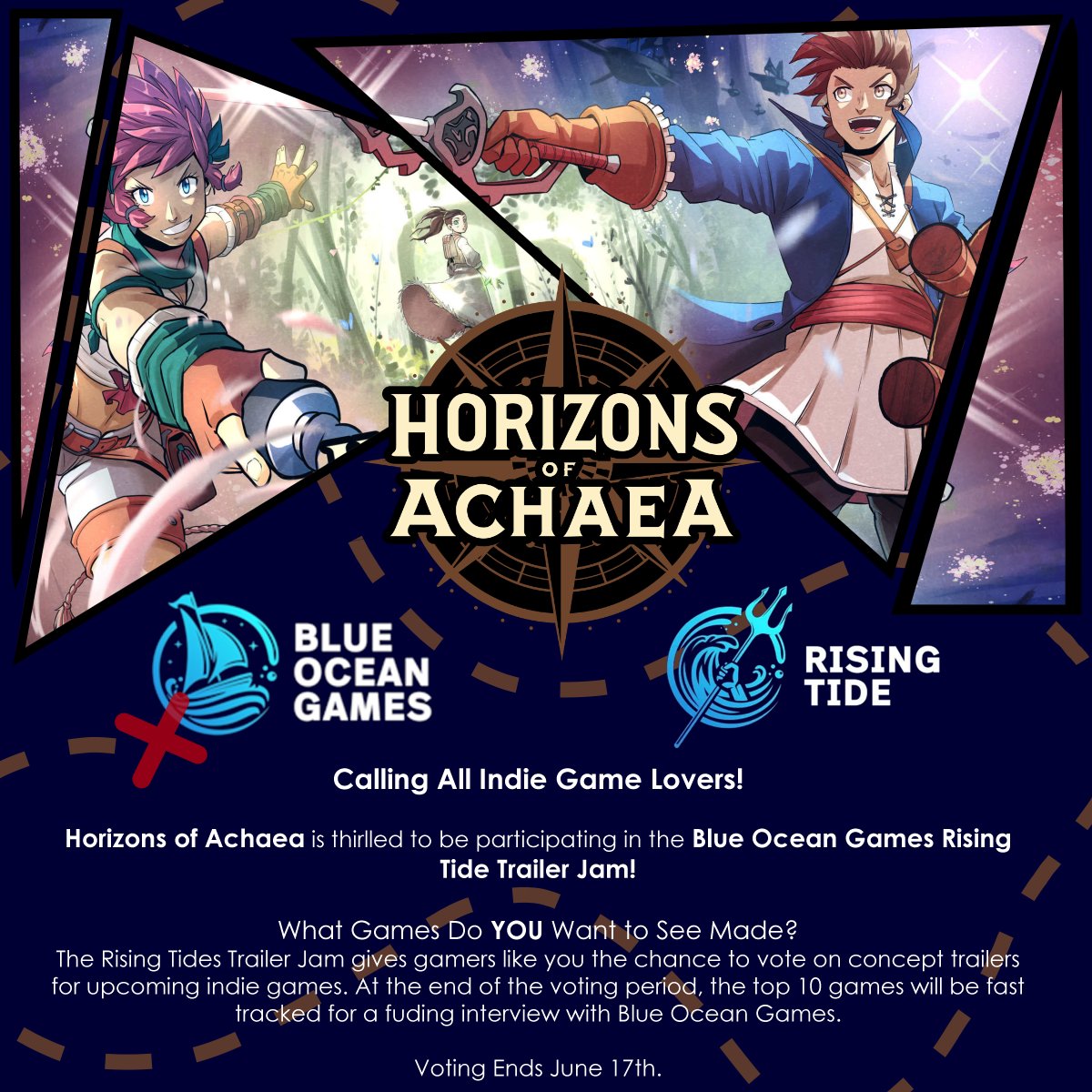 If you love #JRPG's #SkiesofArcadia #Dreamcast #GameCube look for Horizons of Achaea and vote like the wind!