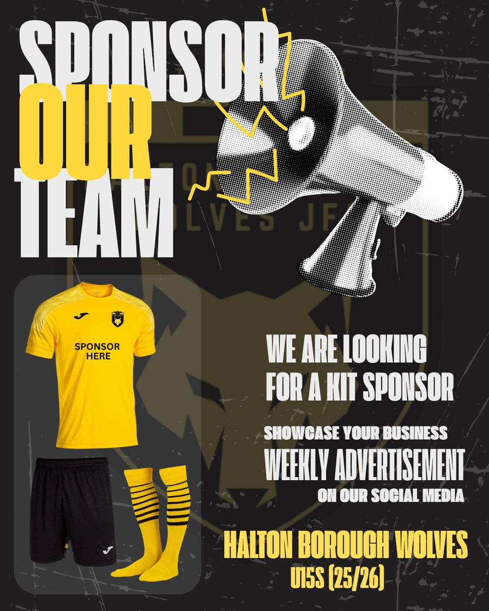 We are looking for any businesses that would like to sponsor our new kit for the season.

Please get in touch