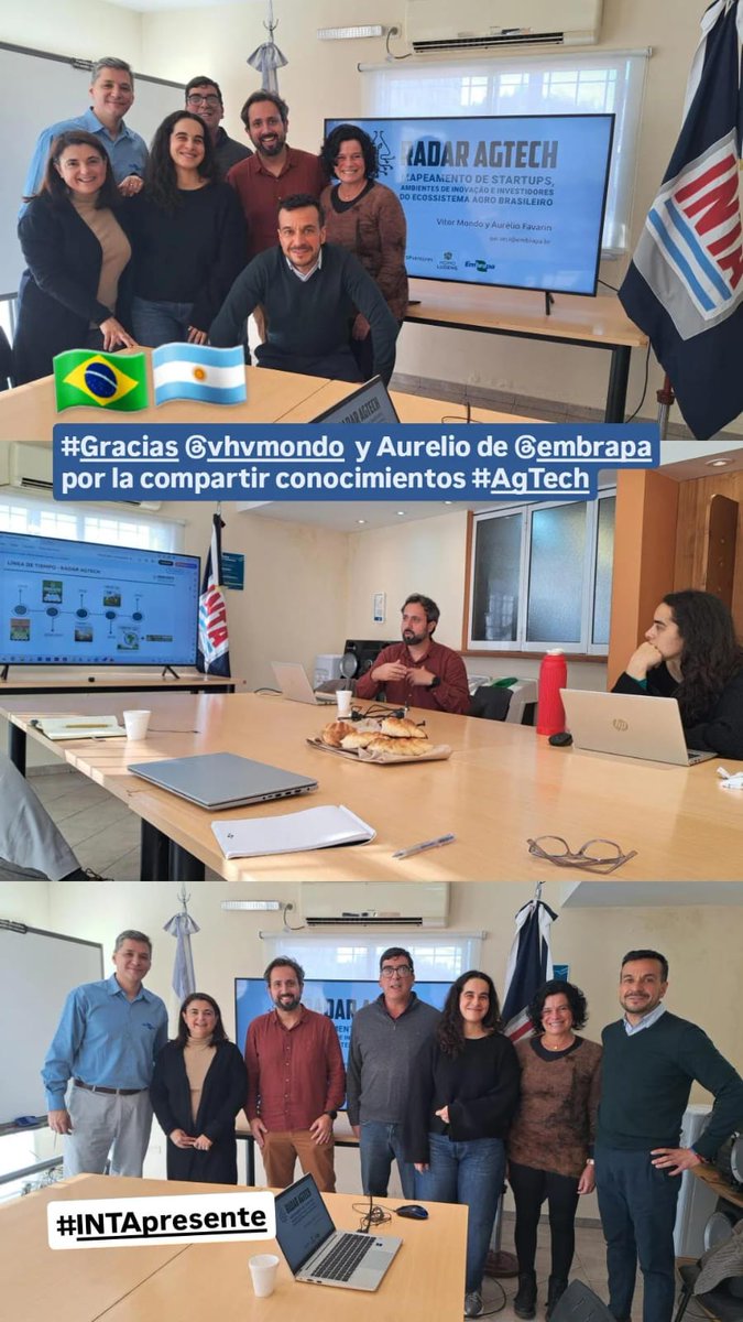 gabitallarico's tweet photo. 🇧🇷 🇦🇷 Ayer recibimos en @intaargentina  a Vitor Mondo y a Aurélio Favarin de @embrapa  para compartir modos de hacer y conocer en profundidad el #RadarAgtech Brasil y analizar posibilidades conjuntas, pensar metodologías y el fortalecimiento del ecosistema regional. https://t.co/sriNTK3XIu
