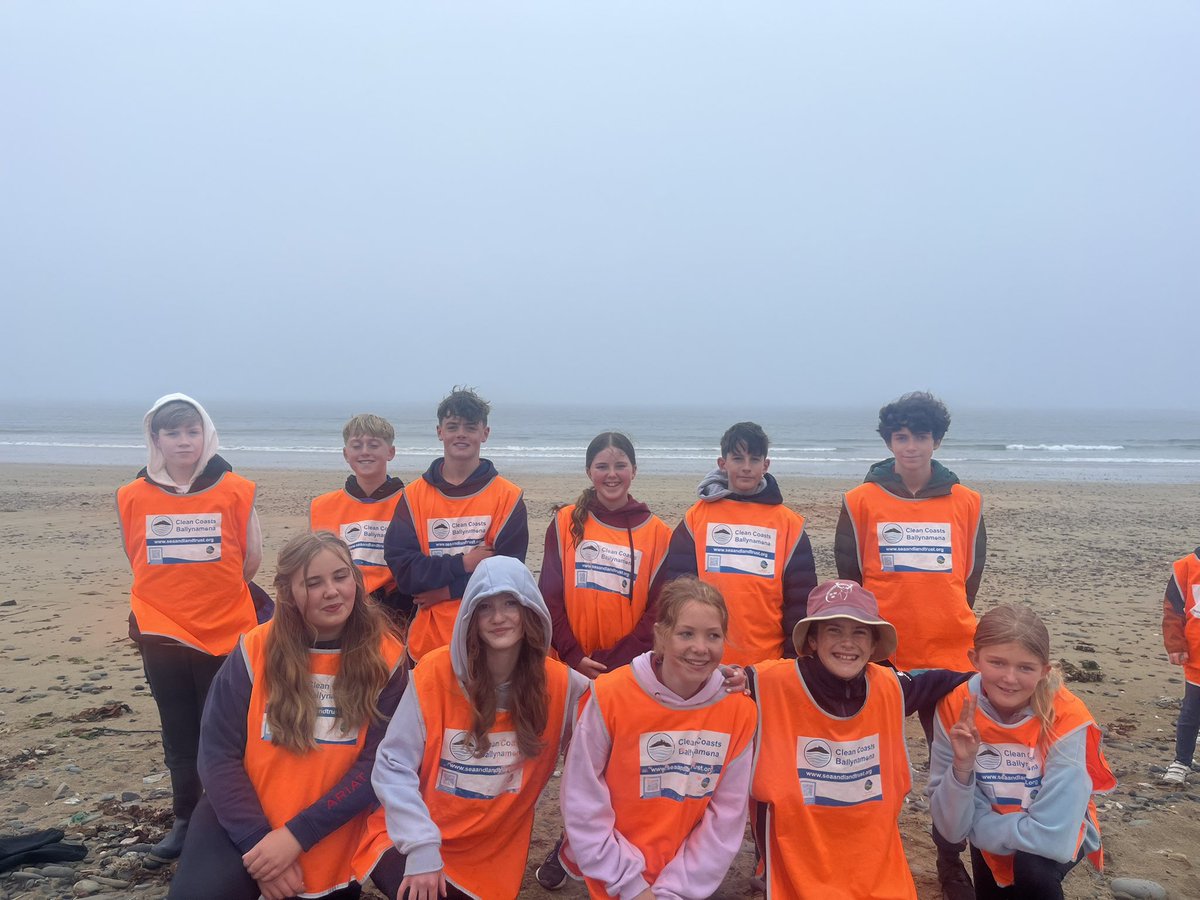 Whole school enjoying the Big Little Beach clean today