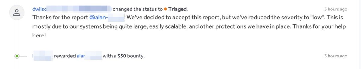 Ayush_cg's tweet image. @hackwithalan just made its first Internet Dollars!

One of our reports from 20 days ago just got triaged. I&apos;m currently pushing back on the severity downgrade, but this is awesome!

A couple more triaged reports and we are already profitable 💪

Join the beta! access is rolling…