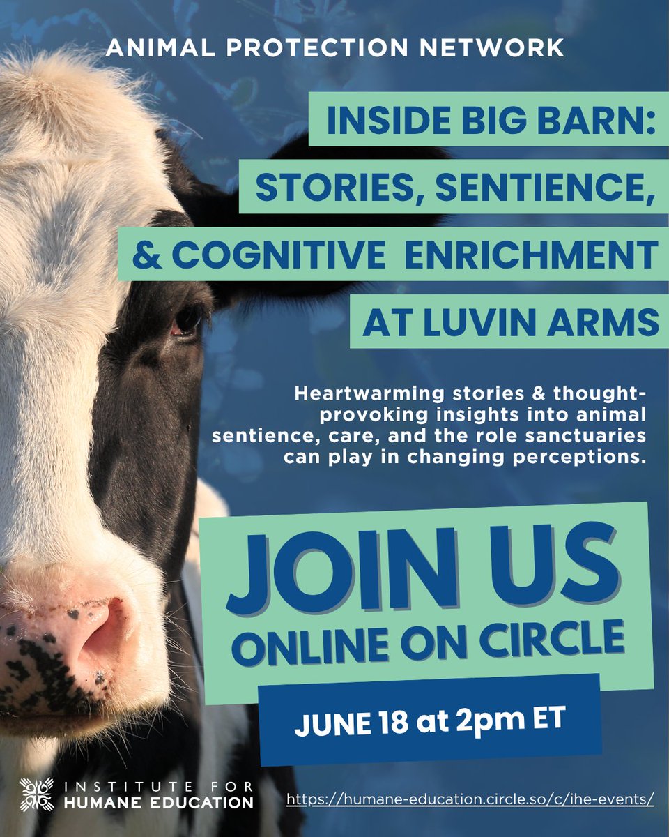 Institute for Humane Education (@humaneeducation) on Twitter photo Join us on ๐๐๐ป๐ฒ ๐ญ๐ด ๐ฎ๐ ๐ฎ๐ฝ๐บ ๐๐ง for a virtual journey into the heart of Luvin Arms Animal Sanctuaryโs Big Barn, where cows, pigs, goats, & sheep live lives defined not by their past traumas but by healing, community & curiosity.
RSVP: humaneeducation.org/join-the-commuโฆ Join us on ๐๐๐ป๐ฒ ๐ญ๐ด ๐ฎ๐ ๐ฎ๐ฝ๐บ ๐๐ง for a virtual journey into the heart of Luvin Arms Animal Sanctuaryโs Big Barn, where cows, pigs, goats, & sheep live lives defined not by their past traumas but by healing, community & curiosity.
RSVP: humaneeducation.org/join-the-commuโฆ