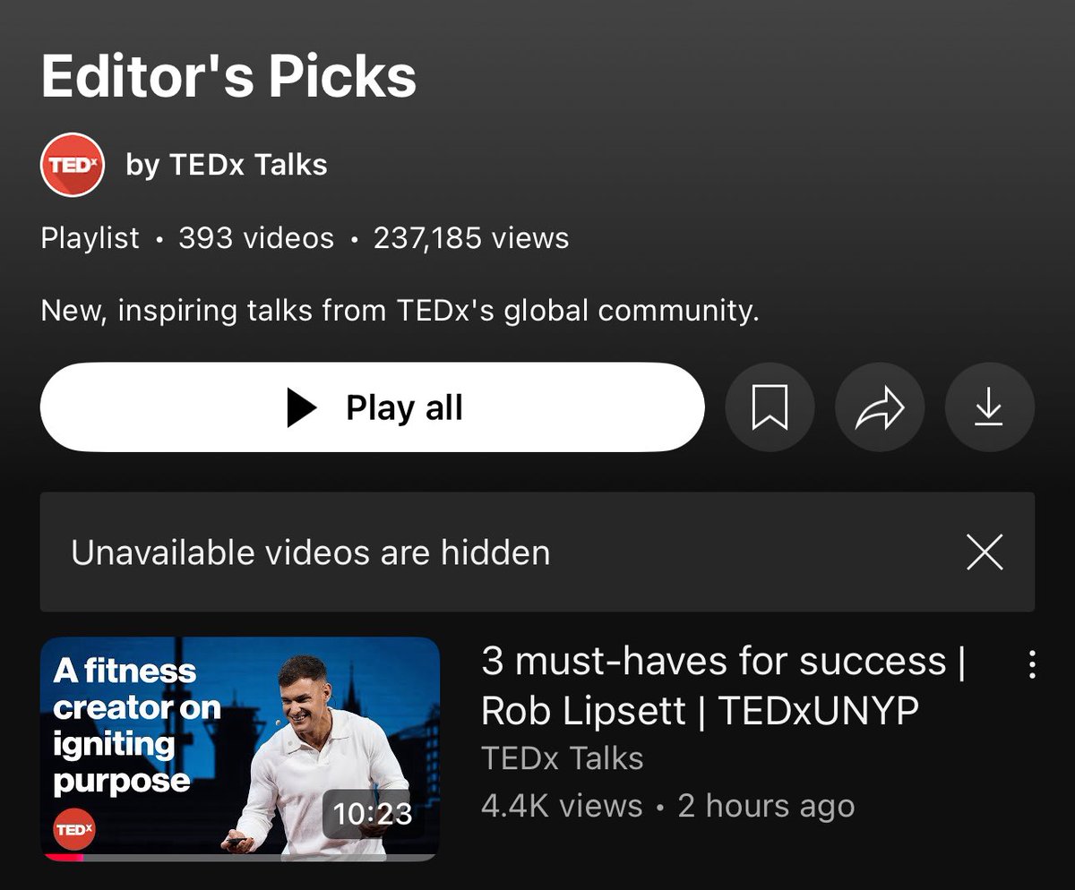 I was just notified this was added to the Editors Picks 

There’s been 237,000 talks uploaded to the <a href="/TEDx/">TEDx</a> channel 

Only 393 have made it to the Editors Picks…