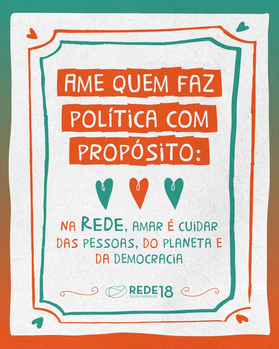 💘O AMOR ESTÁ NO AR! Aqui na REDE, nós amamos e fazemos política com propósito! O amor pela vida, pela natureza e pelas pessoas que a compõe nos move a fazer diferente. Marque aqui seus parceiros e parceiras de luta que dividem a mesma bandeira com você e conosco ⬇️