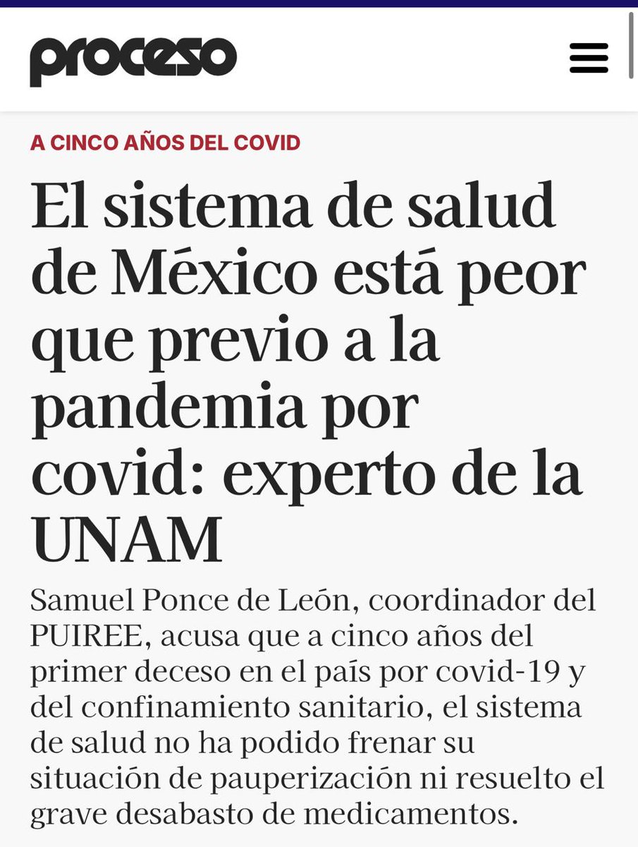 El Programa Universitario de Investigación en Riesgos Epidemiológicos (PUIREE) de la UNAM, nos advierte 👇

🚨La posibilidad de que ocurra otra crisis sanitaria similar a la COVID19 sigue presente; sin embargo, como en aquel entonces, ahora el país “no está preparado"

❌No se ha