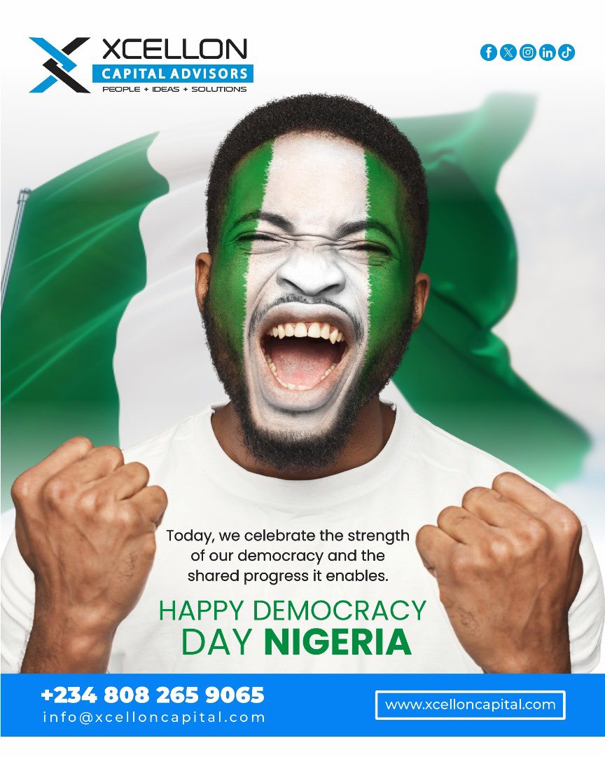 XcellonCapital's tweet image. Happy Democracy Day Nigeria🇳🇬 

#Trending #BNXN #Bigotry #Democracyday #June12th #Nigeria #Xcellon #Explore #X #TwitterX