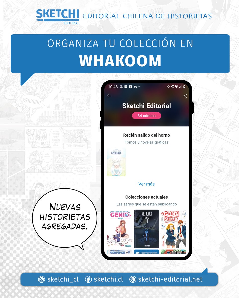 Sketchi_cl's tweet photo. ¿Sabian que Sketchi Editorial tiene sus obras en @whakoom? Organiza tus historietas de nuestra editorial y aumenta tu colección. https://t.co/cxXzwUe3h1