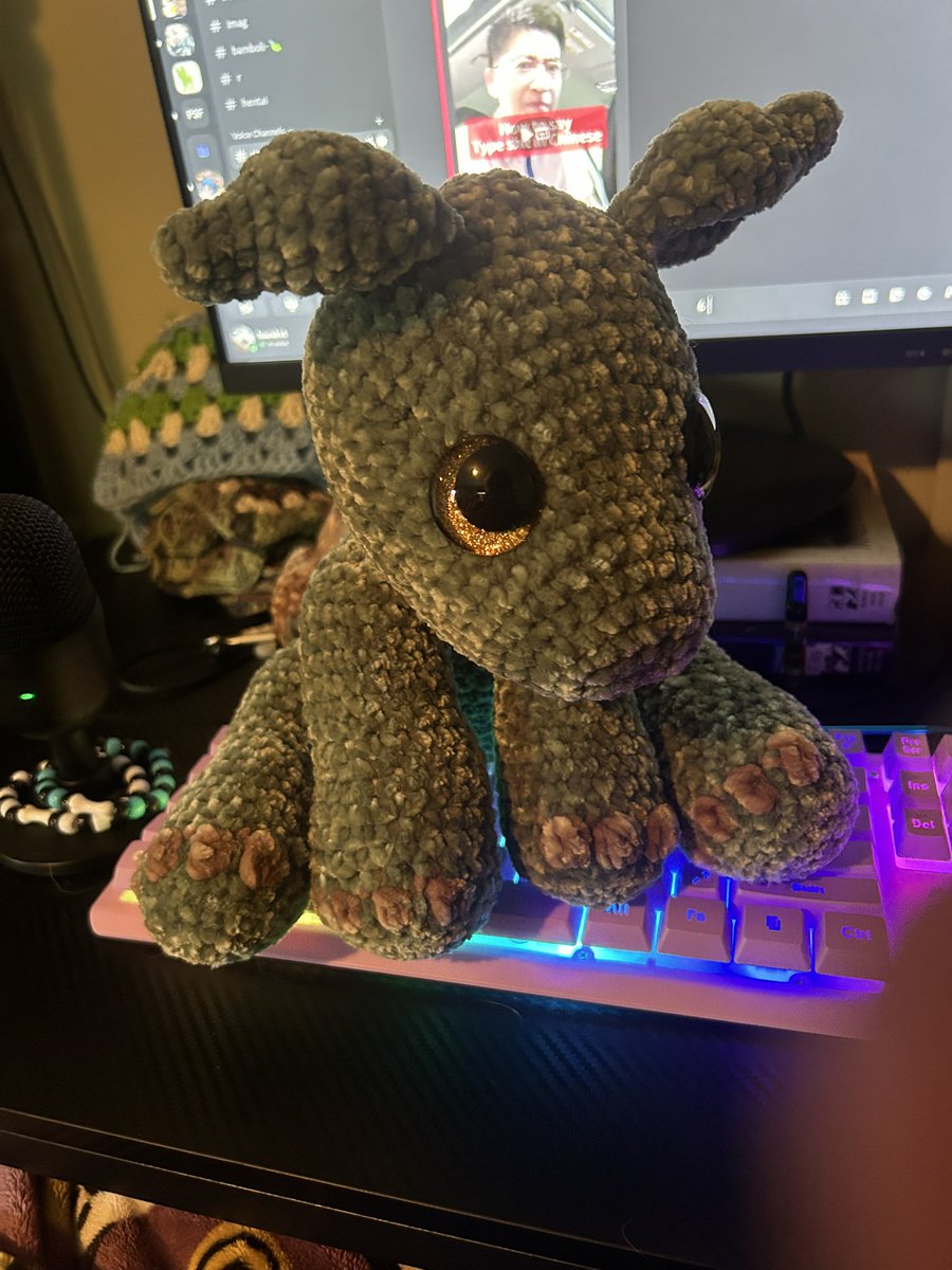 houndrot's tweet image. Current plushie is unfinished but sooo cute (heβs a dragon)