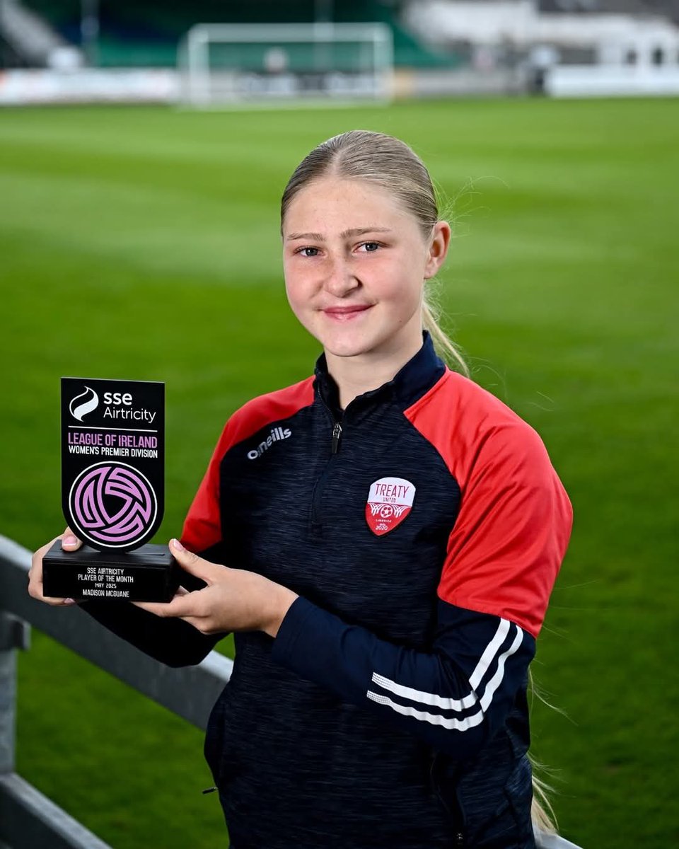 Congratulations to #ASM Third Year student and <a href="/TreatyUnitedFC/">Treaty United FC</a> star Madison McGuane on being named @SSEAirtricity <a href="/LoiWomen/">LOI Women</a>'s Premier Division Player of the Month for May 2025. A huge achievement amidst her Junior Cycle exams! 💙

📸 Treaty United FC