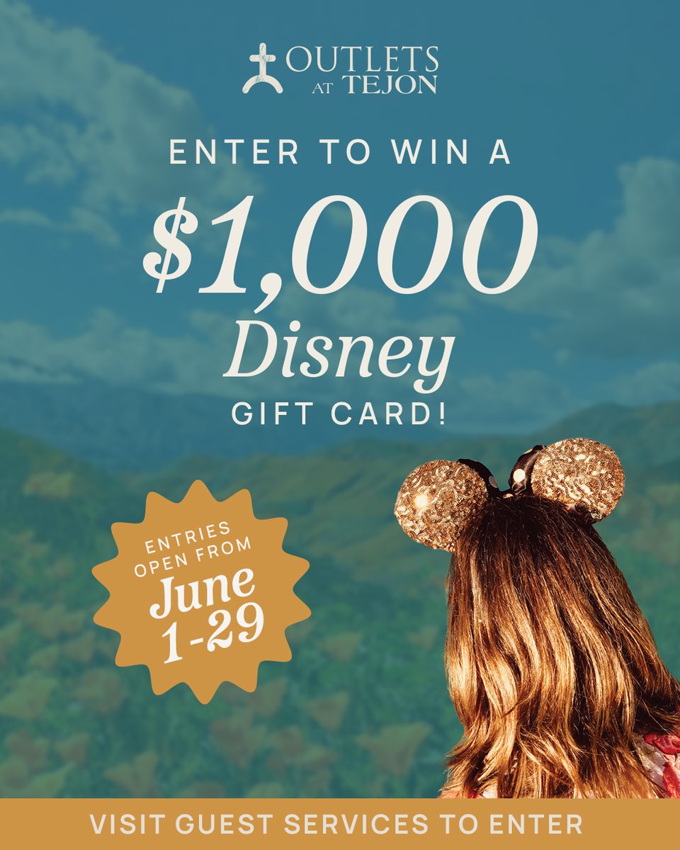Still time to win BIG!
3 more $1,000 Disney Gift Cards up for grabs in our Magical Summer Sweepstakes!

Enter daily at Guest Services through June 29. 🛍 Bonus entries with receipts!
Drawings: June 16, 23, &amp; 30 🎯
CA residents 18+