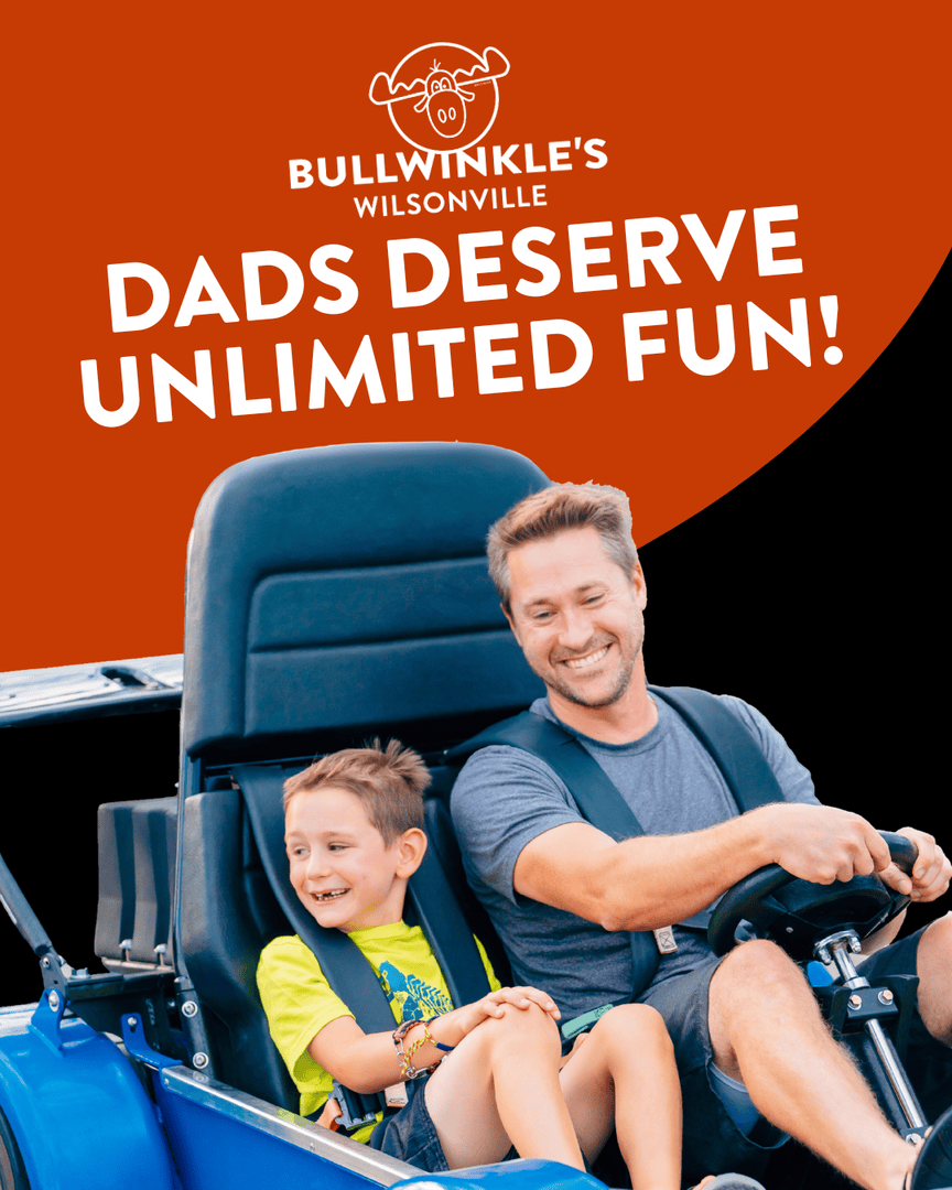 BullwinklesEnt's tweet image. WE ARE OPEN ON FATHER'S DAY! Treat Dad to something unforgettable — a 4-Hour Unlimited Pass at Bullwinkle’s Wilsonville! From go karts to mini golf, arcade games to laser tag, it’s nonstop fun for the whole fam.

#FathersDayFun #BullwinklesWilsonville #UnlimitedPlay #FamilyTime