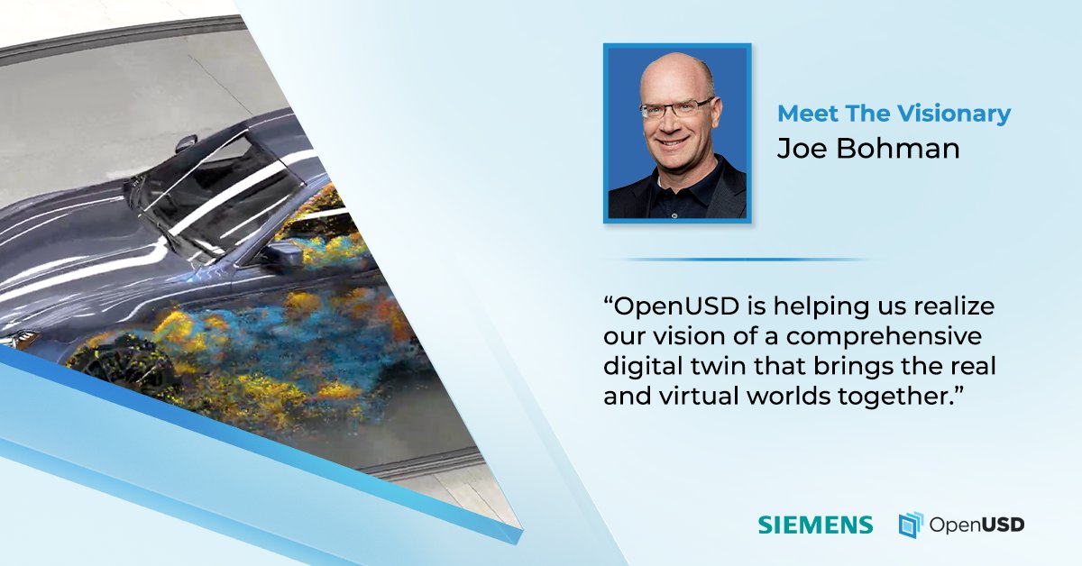 Meet our latest #OpenUSD Visionary: Joe Bohman, EVP of PLM Products at <a href="/Siemens/">Siemens</a> Digital Industries Software👏Learn how Joe is steering the integration of USD into industrial workflows, helping to bridge the gap between physical and virtual worlds at scale. hubs.la/Q03rXTrz0
