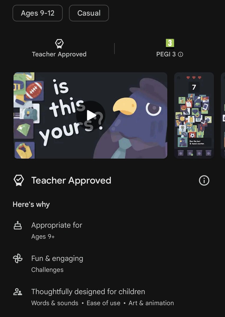 Epic news on <a href="/GooglePlay/">Google Play</a> ! My game “is this yours?” is now Teacher Approved 🎉🙌, find out why!