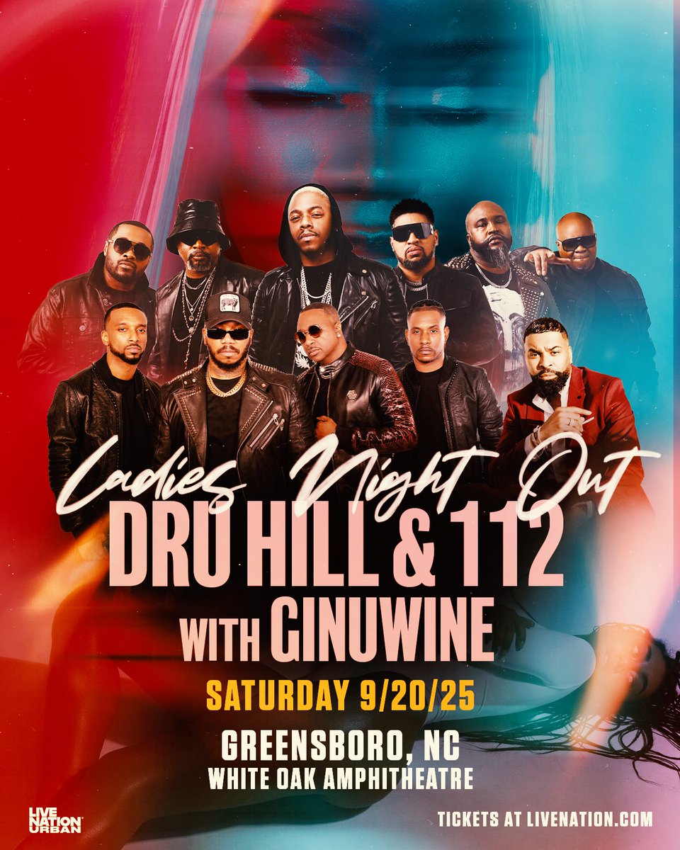 GREENSBORO!!! It’s Ladies Night Out! 💃🏾✨

We’re bringing the R&amp;B heat 🔥 to the White Oak Amphitheater for a night you don’t wanna miss! Grab your girls, your best fits, and let’s make it a night to remember! 🌹

🎟️: YearOfTheDru.com 

#YearOfTheDru